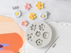 Molde silicona 6 florcitos surtidas
